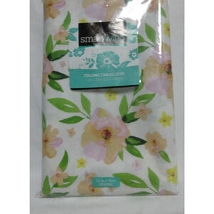 New smart living floral 52" x 70" Oblong Tablecloth polyester backing Spring